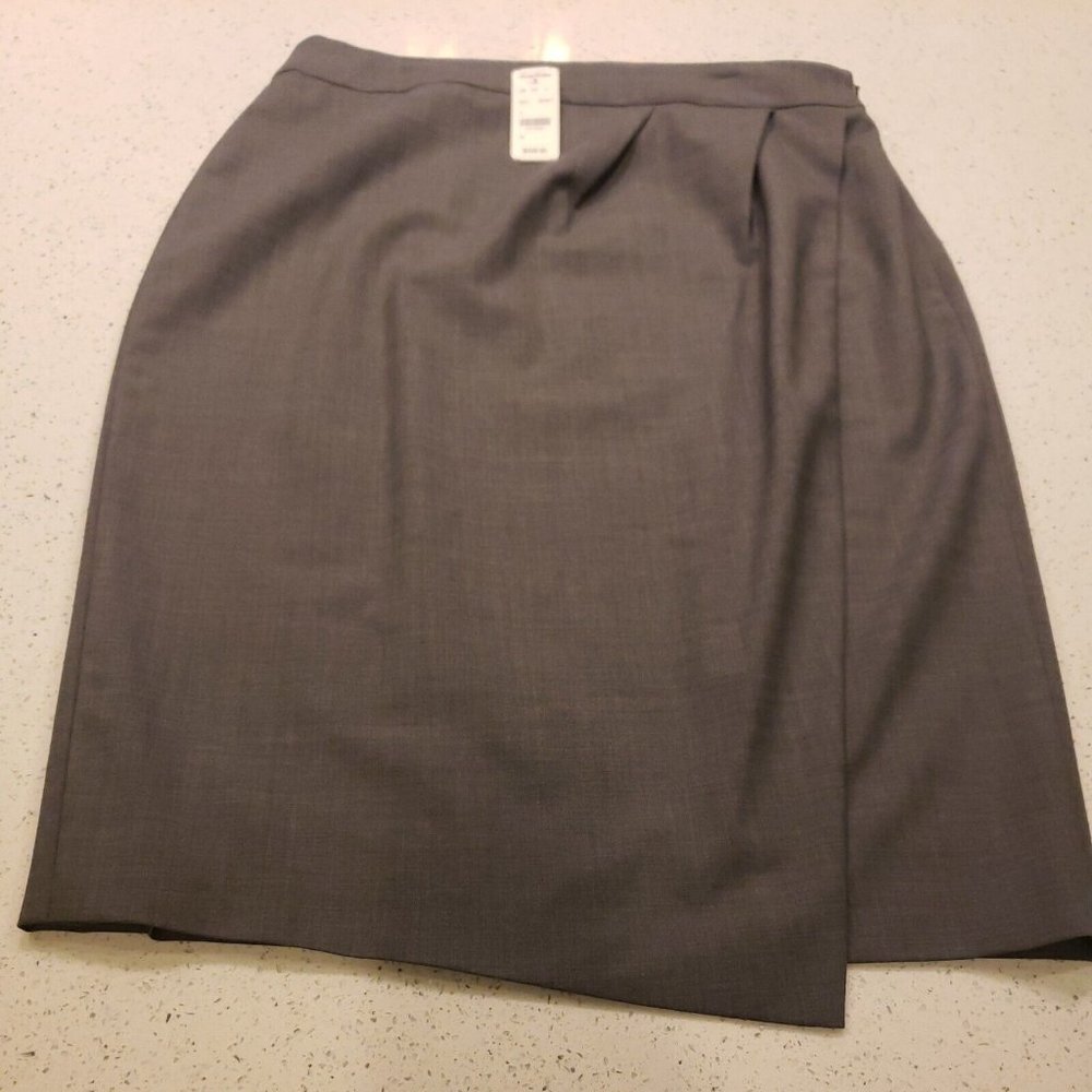 Brooks Brothers Pencil Skirt wrap Gray Size 10 NWT wool blend